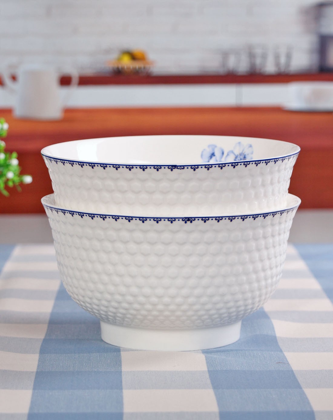 雅诚德arst 浮雕7英寸高脚碗2只装(大汤碗)