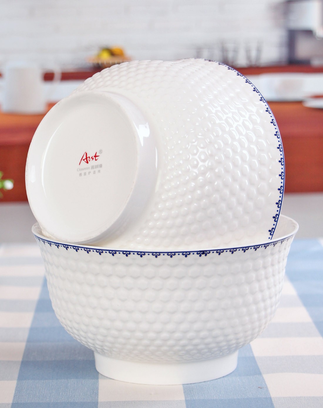 雅诚德arst 浮雕7英寸高脚碗2只装(大汤碗)