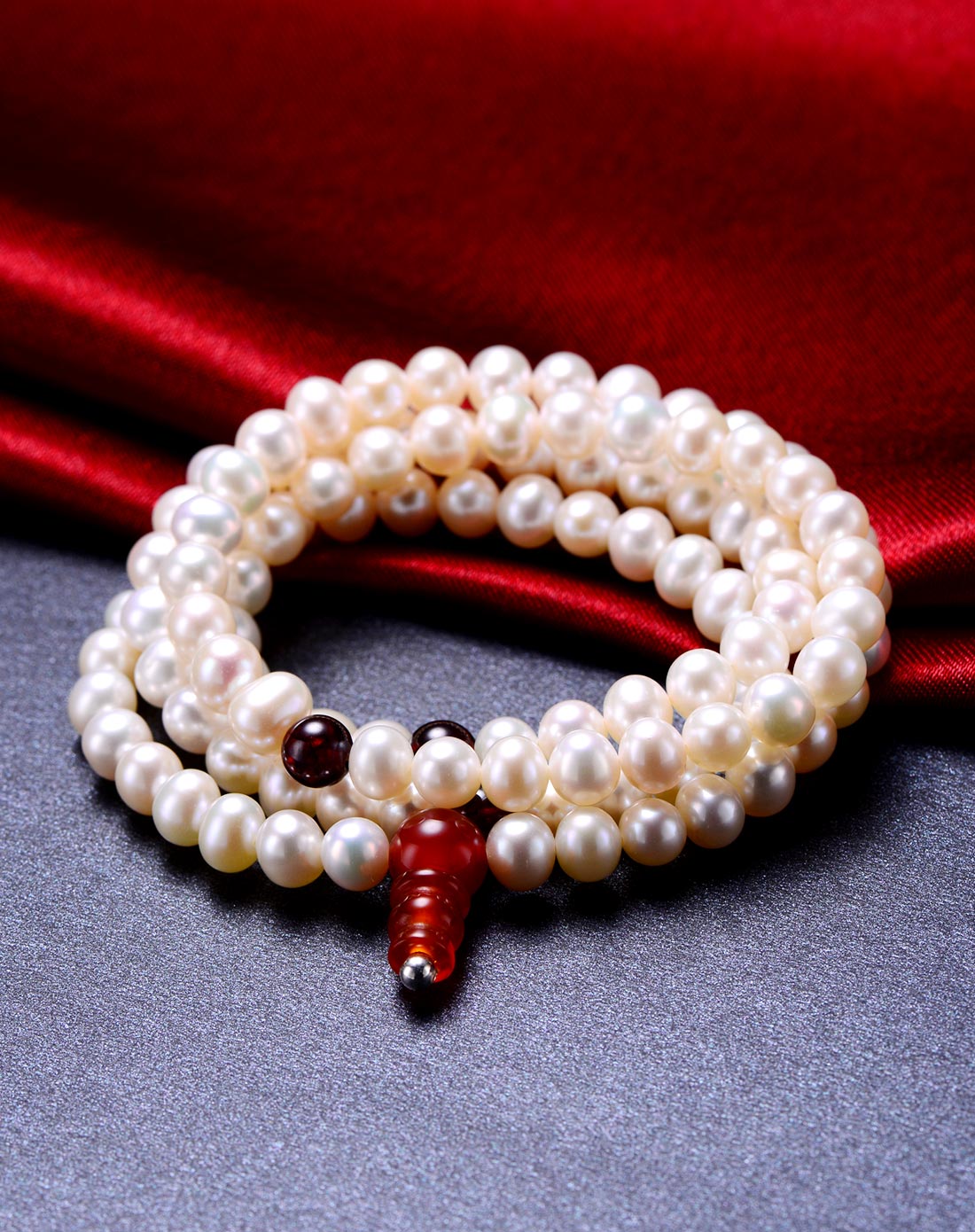 hanazo 佛珠石榴石6mm珍珠手链(赠证书)