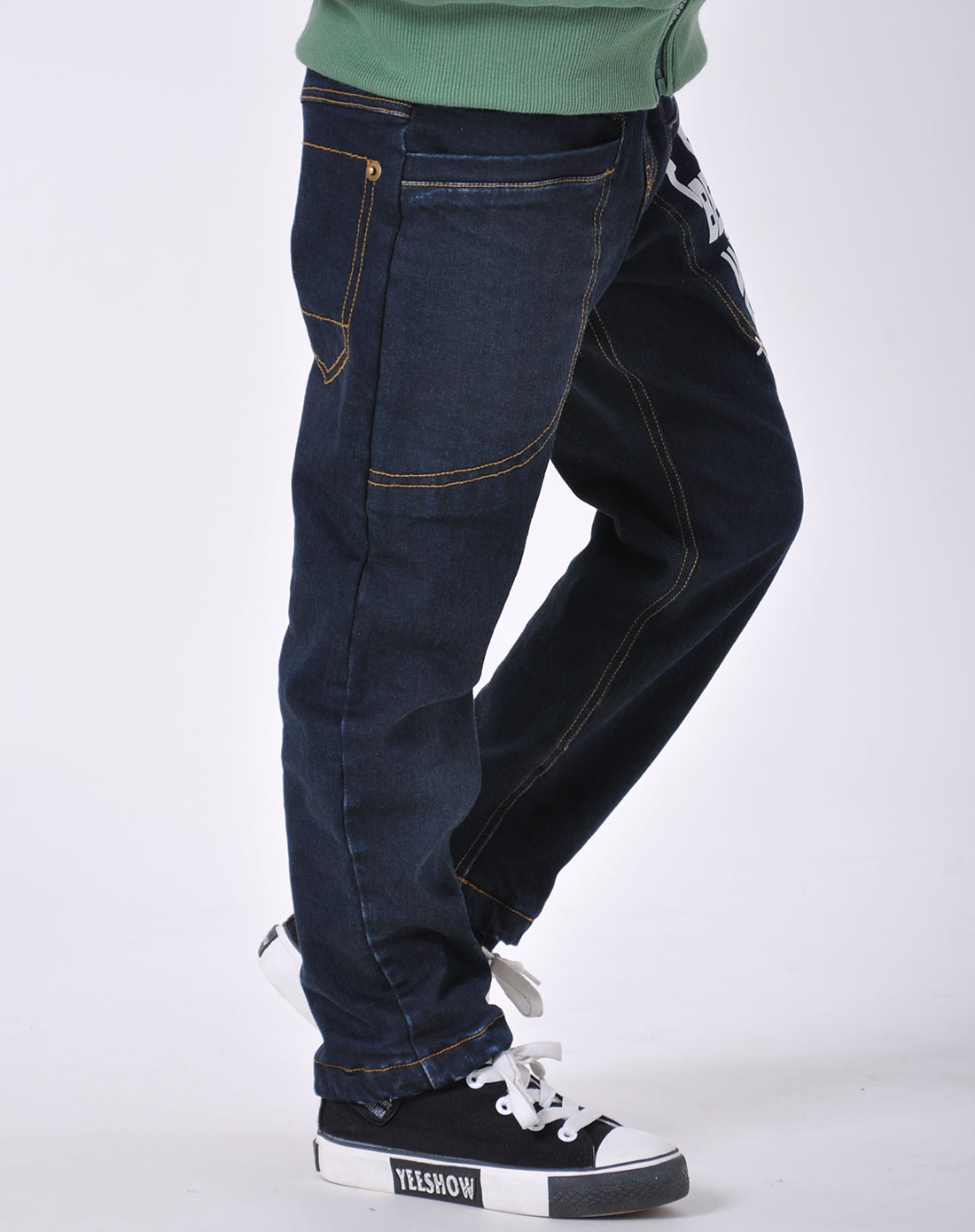 爱乐贝兜儿 男童蓝黑色牛仔裤