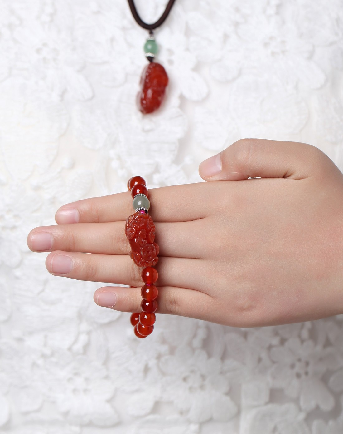 emmr 女款红玛瑙貔貅手链/吊坠(附证书)