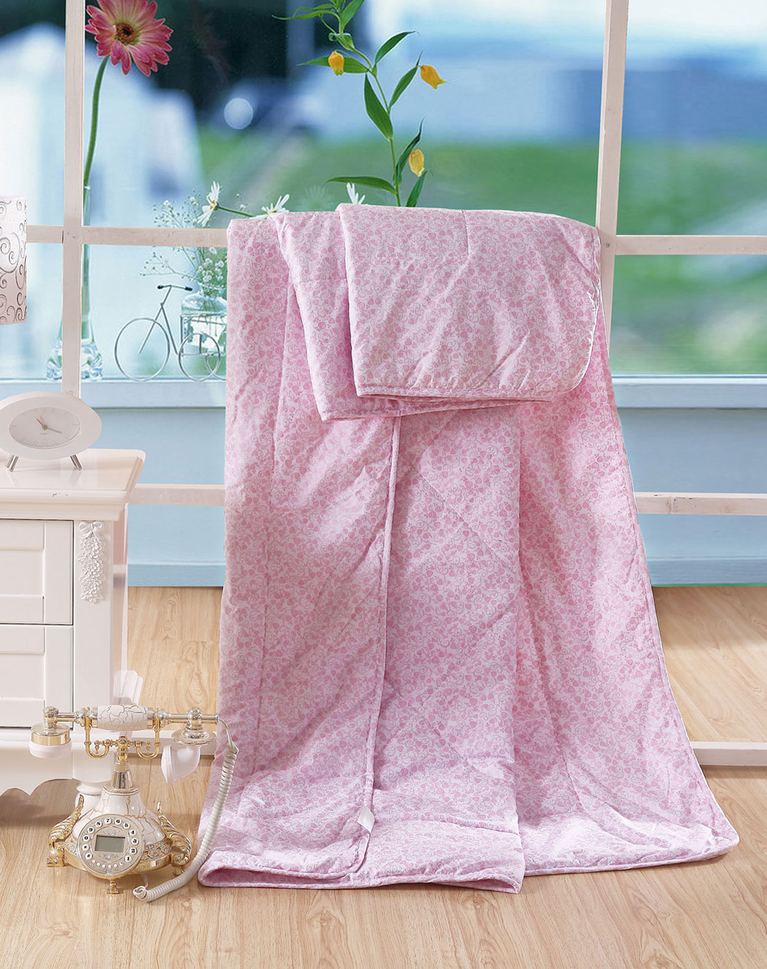 2m床夏凉被150*200cm-紫茵果意(粉色)