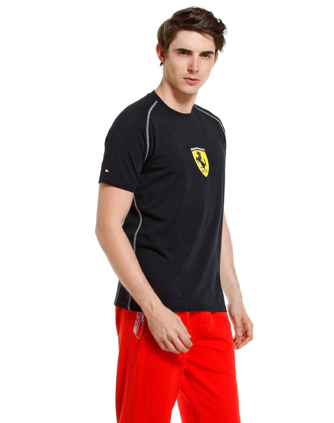 ferrari男男款黑色圆领印图短袖t恤fd13161-black_唯品会