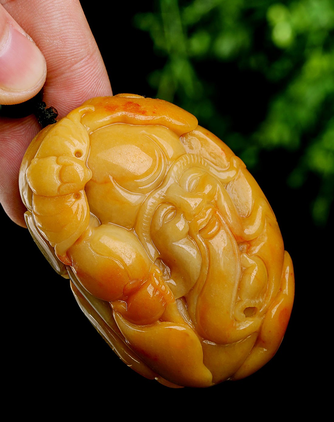 精雕超细腻冰糯种满黄色黄翡寿星公 福星高照长寿手把件