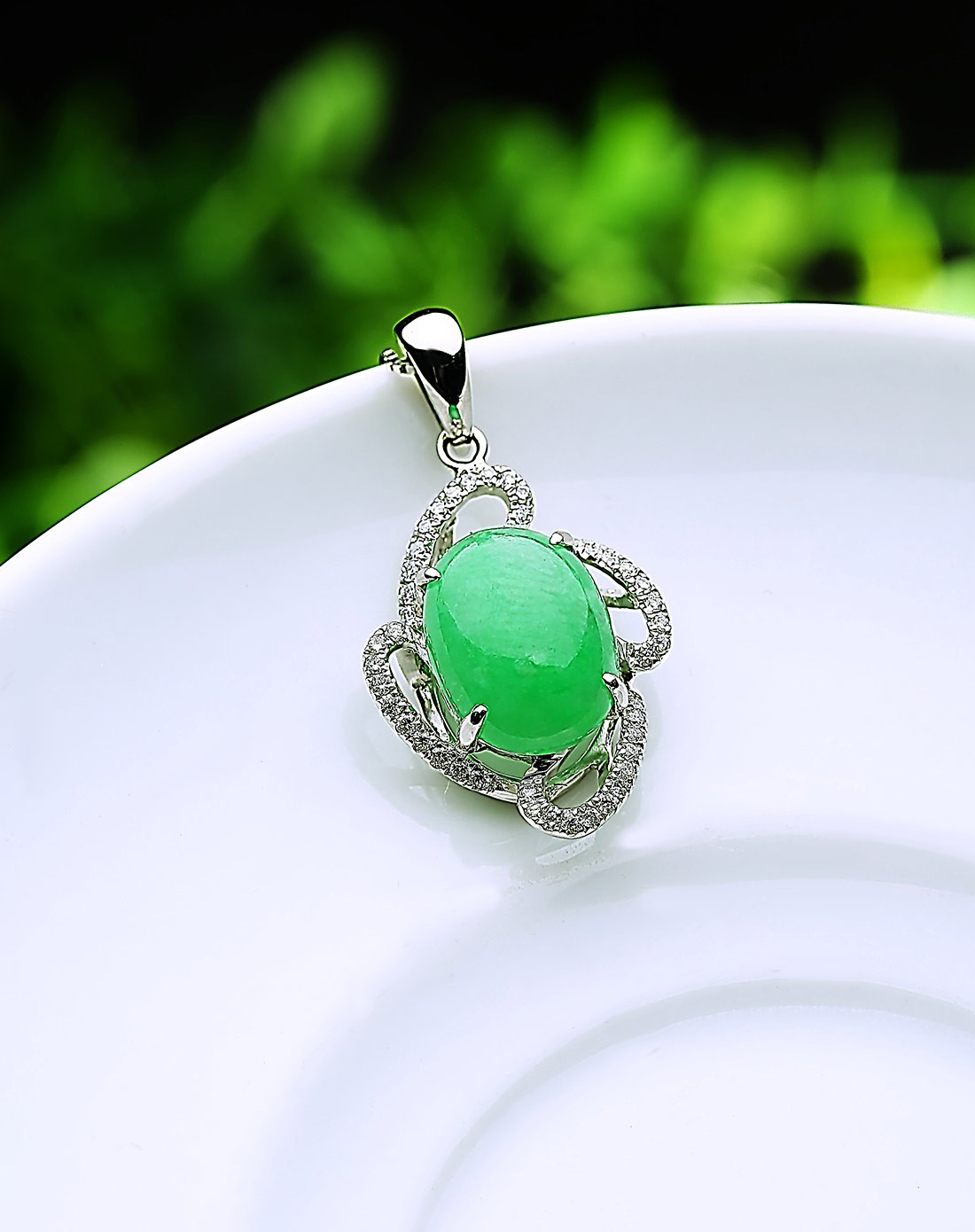 晶萃轩ching sui hin玉石贵重专场-18k金钻石豪华镶嵌超细腻冰种满绿