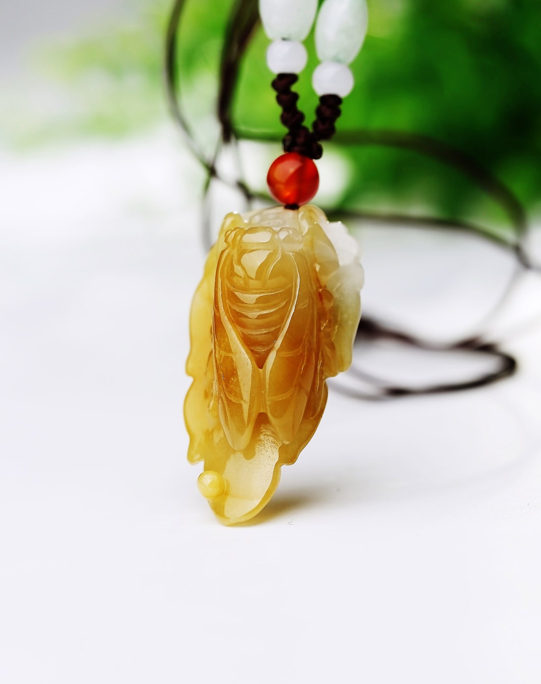 精雕超细腻冰种满黄色黄翡知了 一鸣惊人吊坠