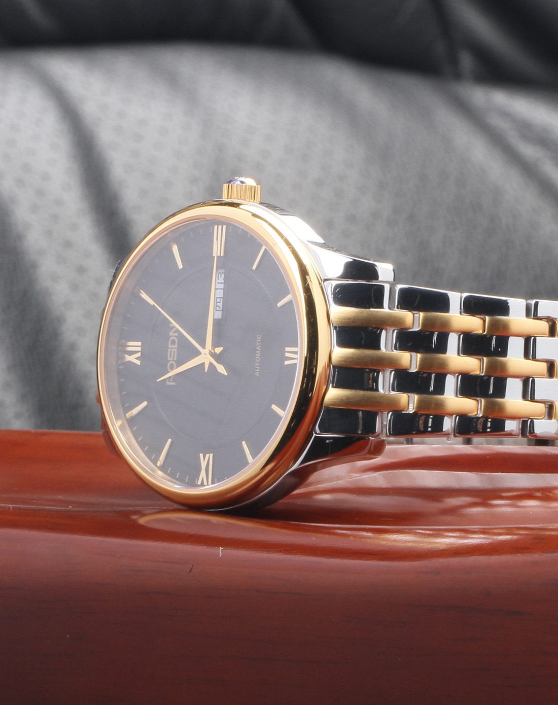 劳士顿rosdn手表专场-经典全自动机械表豁达2060g光圈间金黑面钢带