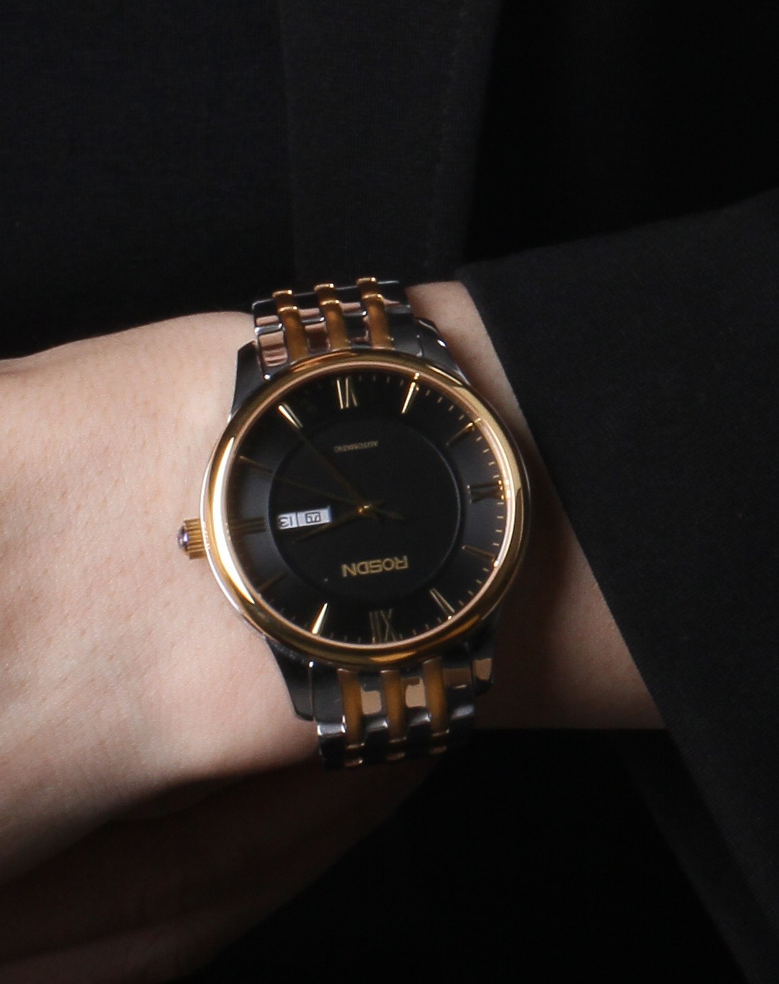 劳士顿rosdn手表专场-经典全自动机械表豁达2060g光圈间金黑面钢带