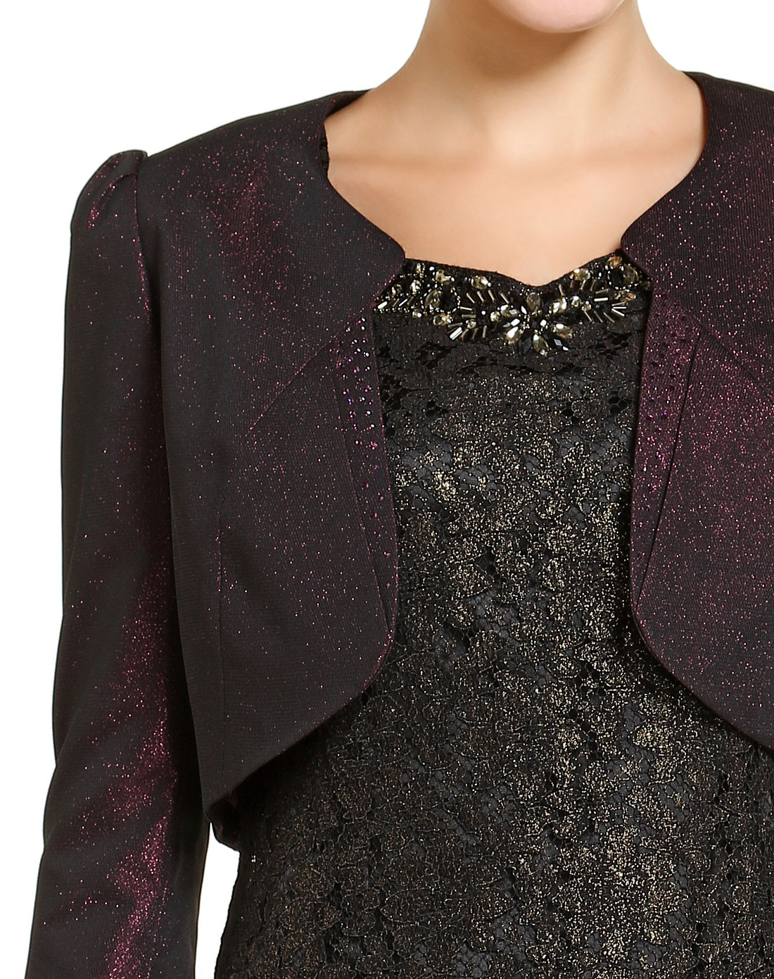 黑紫色气质时尚短款长袖外套