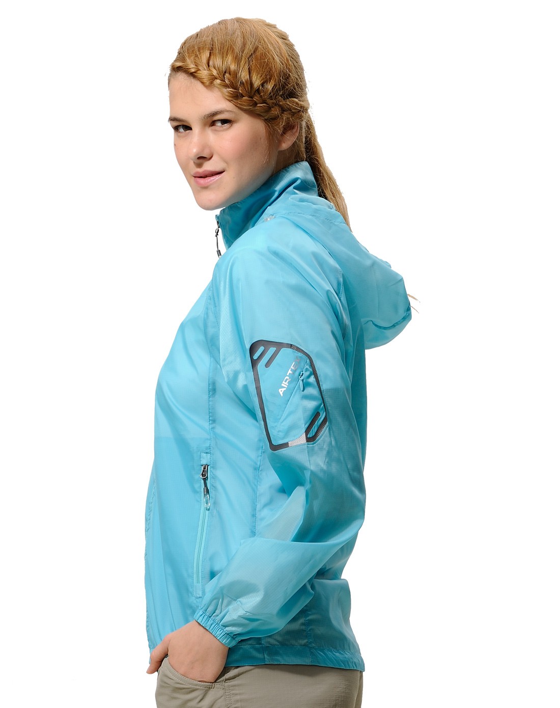 女式蓝色皮肤风衣