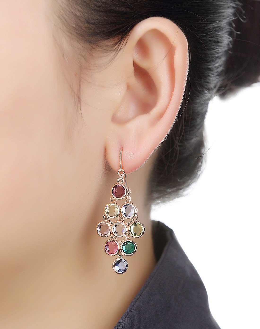 意大利crystal克丽丝系列施华洛世奇彩宝幻彩925银耳环