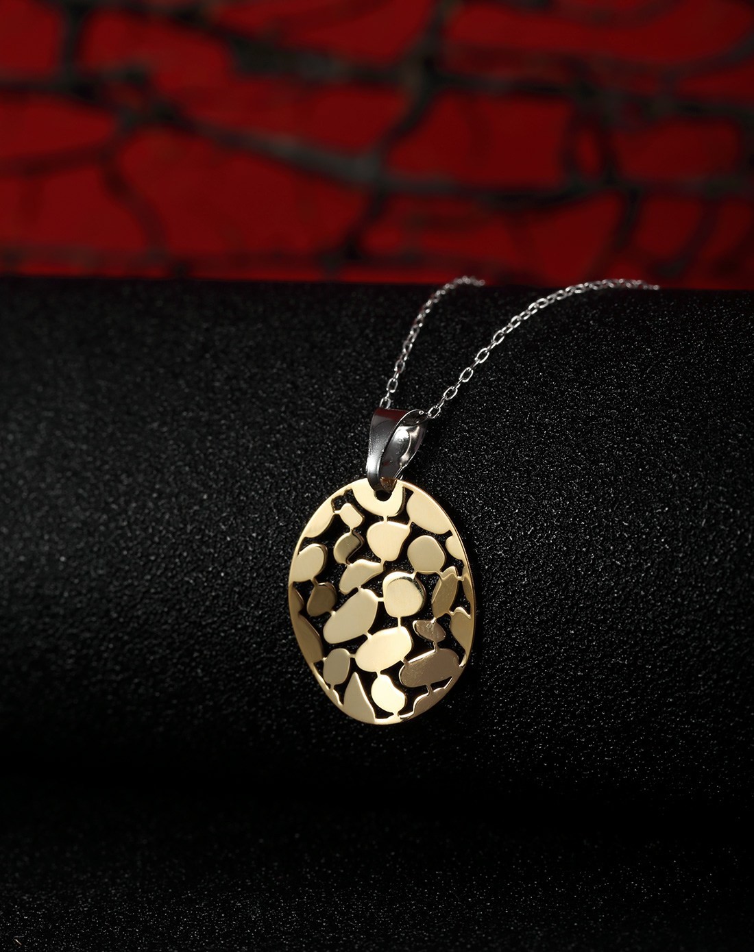 意大利unaforte顶级银饰专场-意大利经典18k电镀黄金闪片925银吊坠配