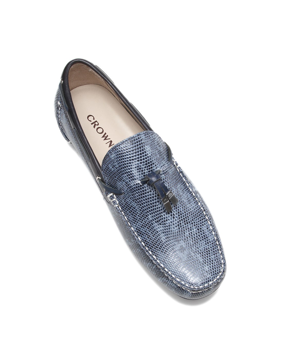 皇冠crown蓝色牛皮生活休闲单鞋41160013_唯品会