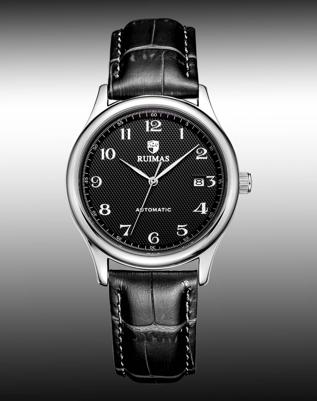瑞马仕ruimas手表专场 > 黑面男士皮带机械表