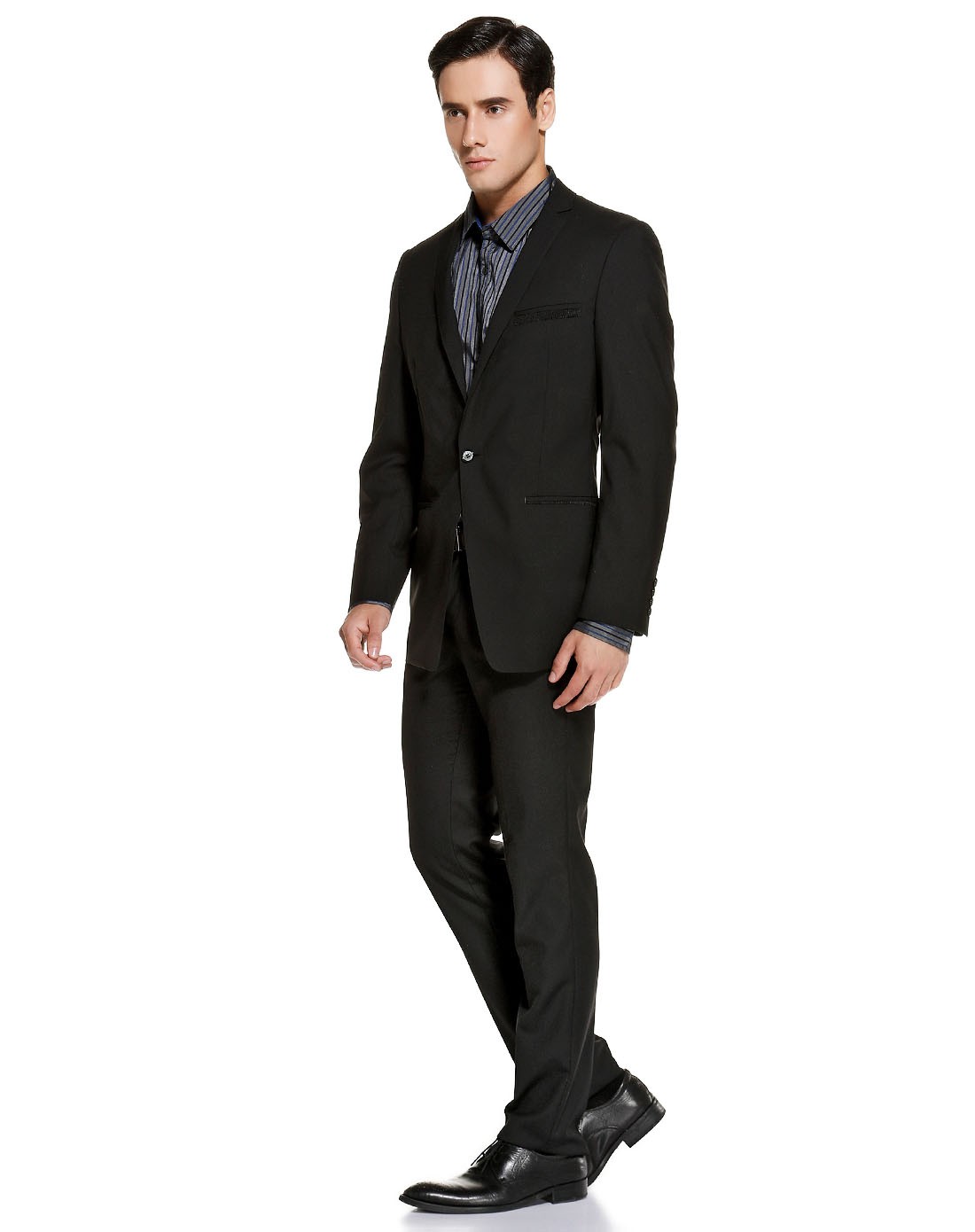 verri黑色时尚简约长袖西装93c-lg0070099_唯品会