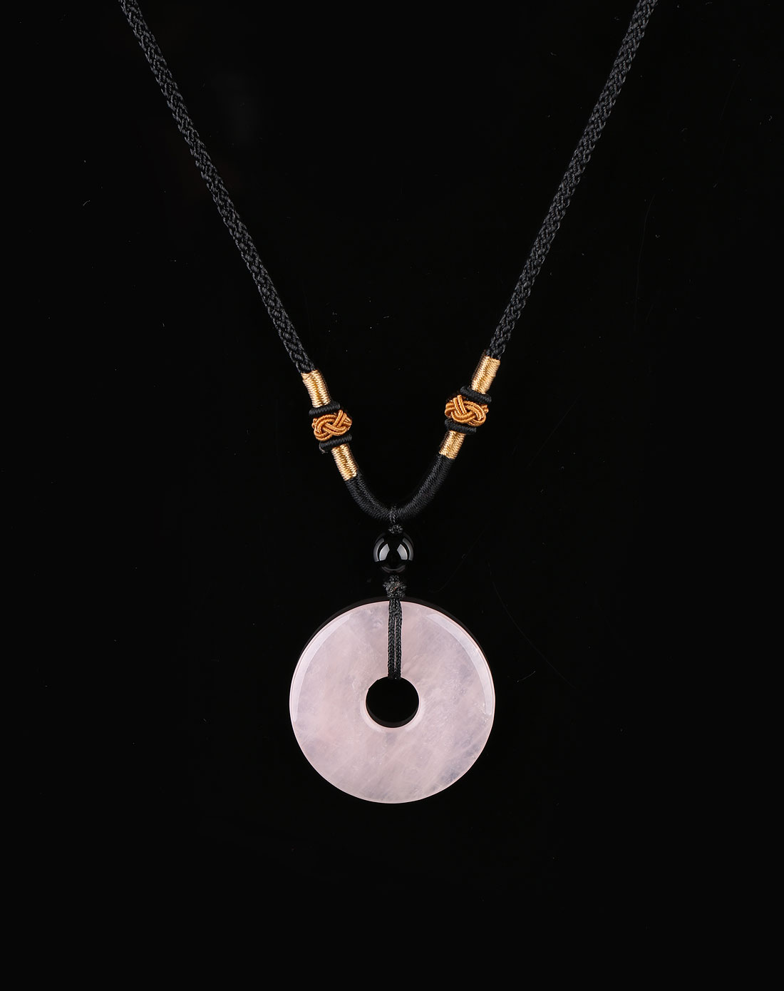 粉色天然粉晶平安扣项链