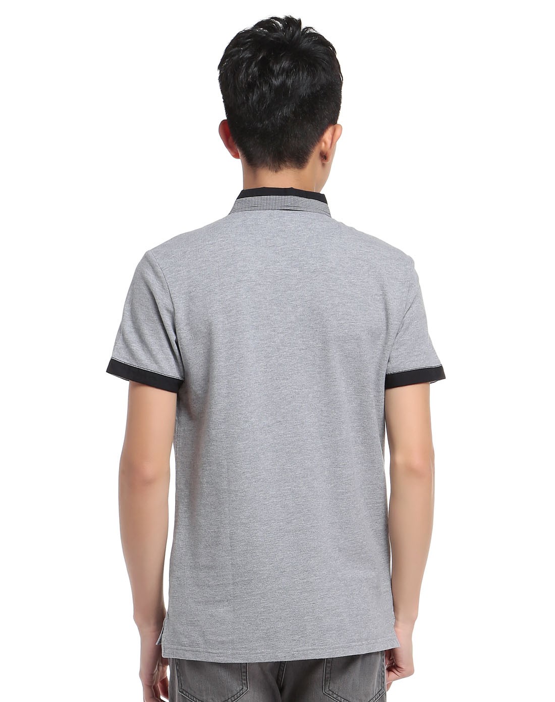 银灰色翻领时尚短袖t恤