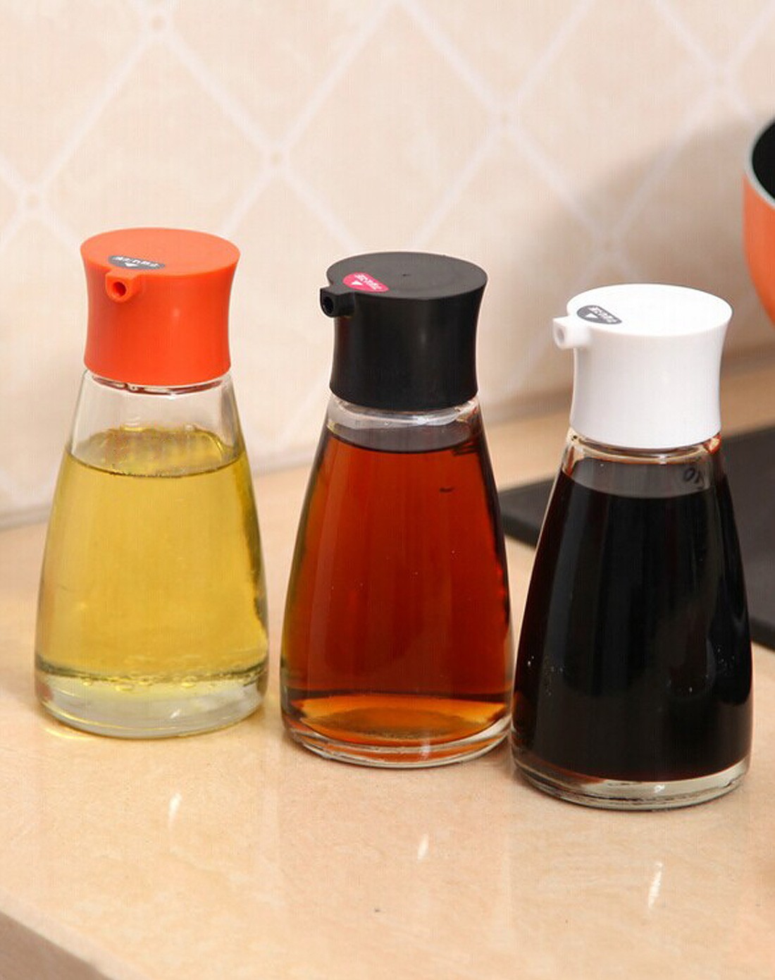 > 厨房液体玻璃调味瓶170ml(橘色)