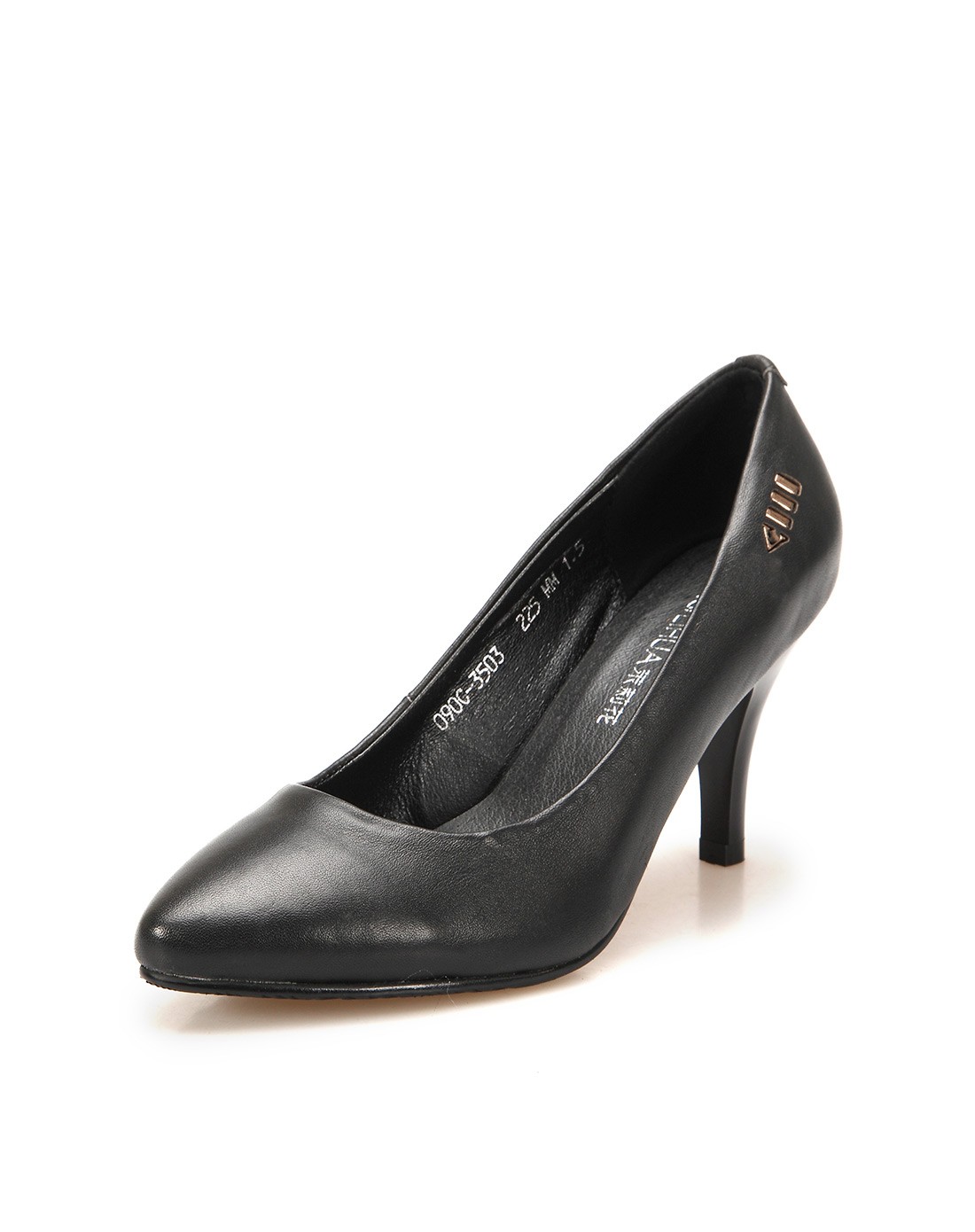 茉莉花molihua2015首发黑色极简头层牛皮高跟工作鞋m090c-350301_唯品