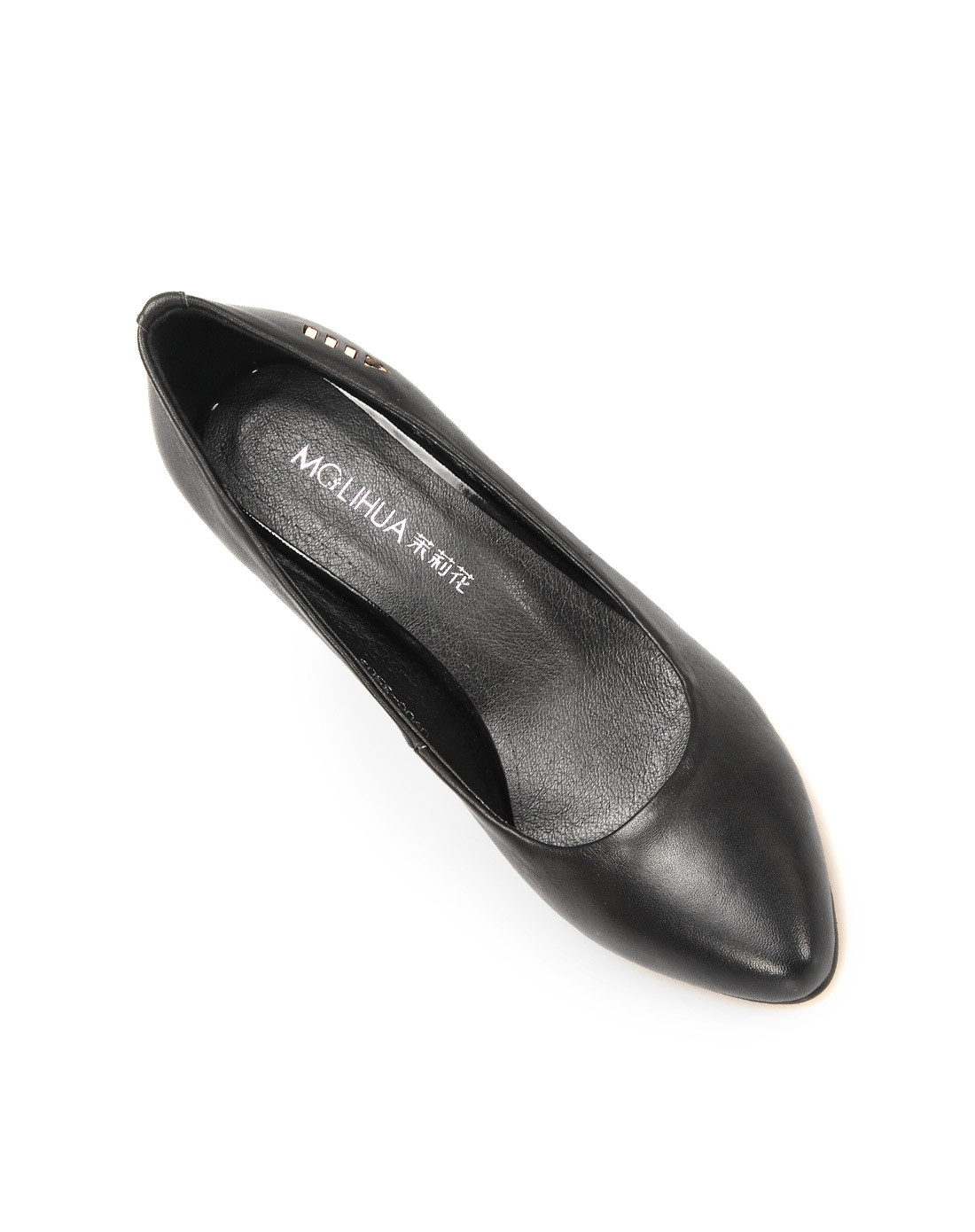 茉莉花molihua2015首发黑色极简头层牛皮高跟工作鞋m090c-350301_唯品