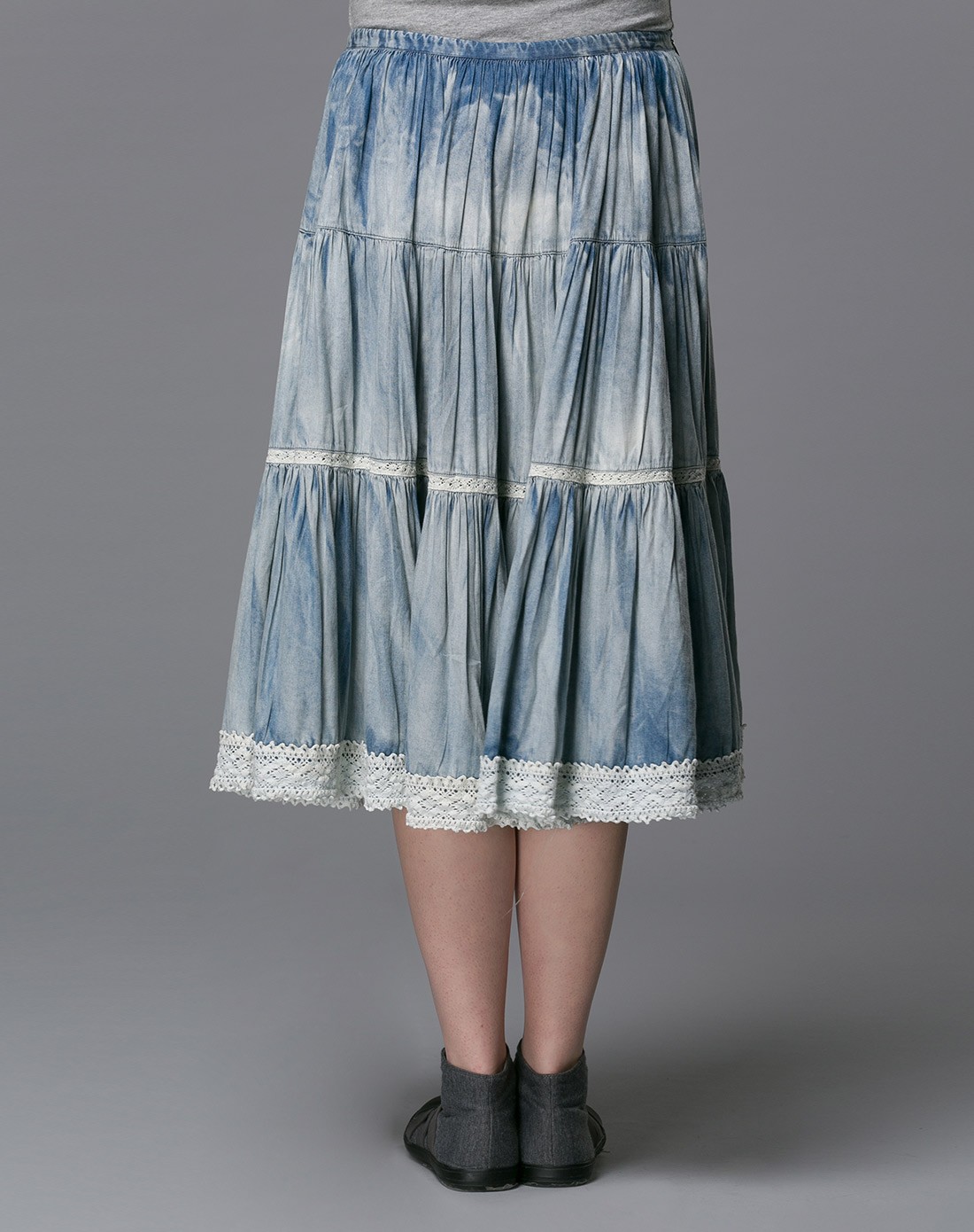 复古风做旧牛仔塔裙