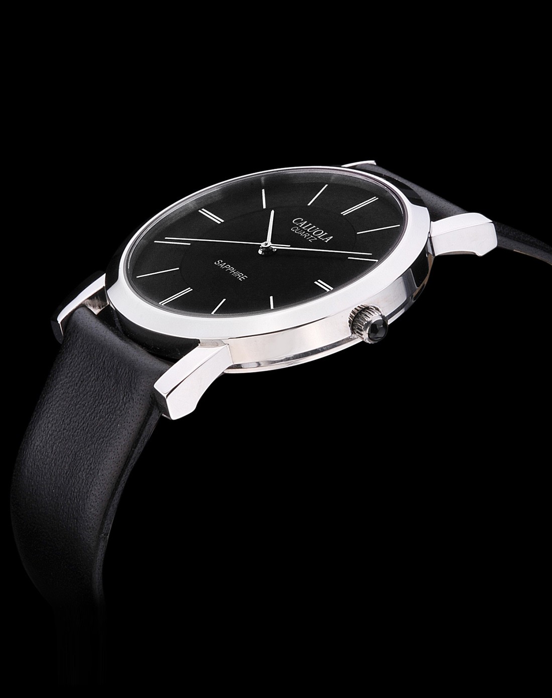 卡罗莱caluola 黑面超薄简约时尚石英男表