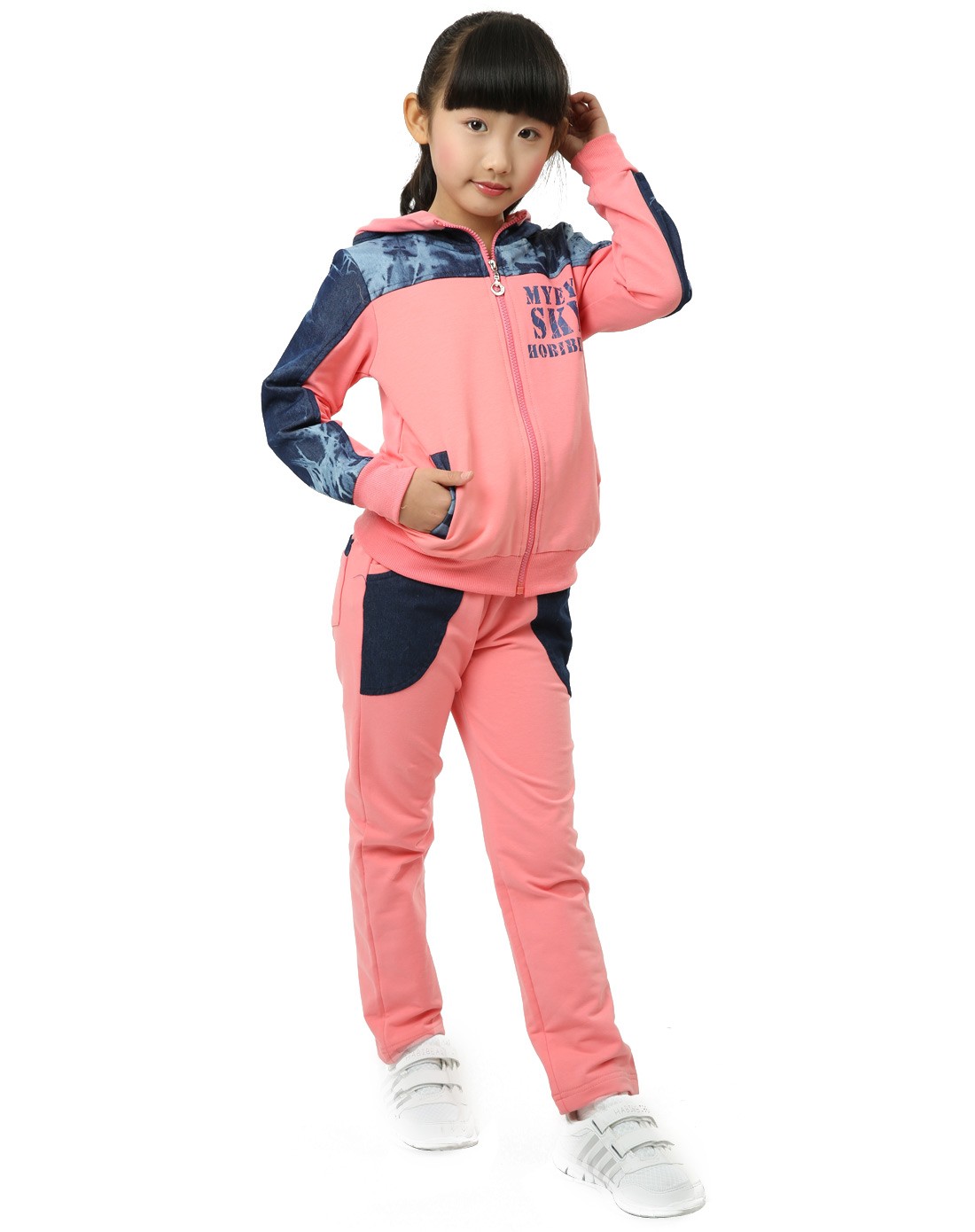 女童粉红色休闲时尚套装