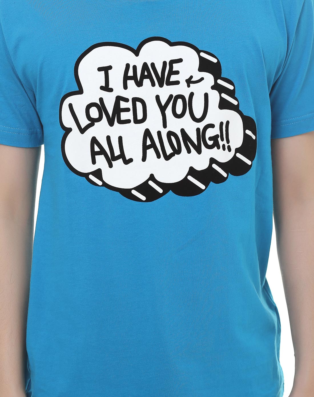 男款天蓝色个性英文短袖t恤