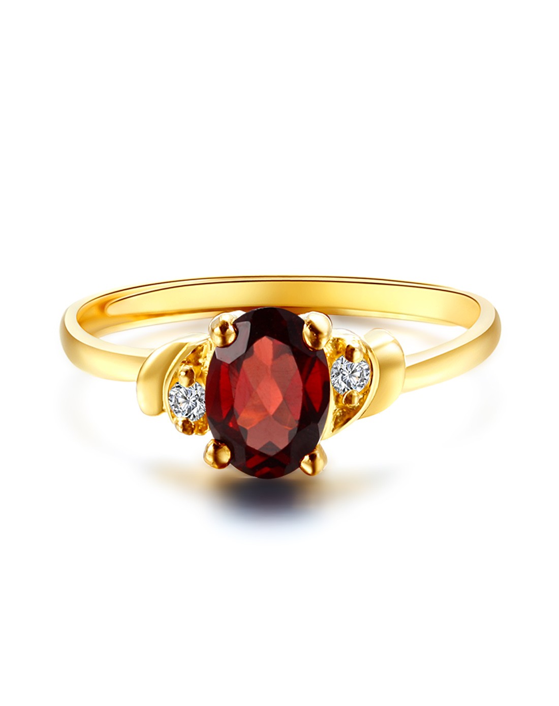 热情桑巴 张万福石榴石千足金戒指