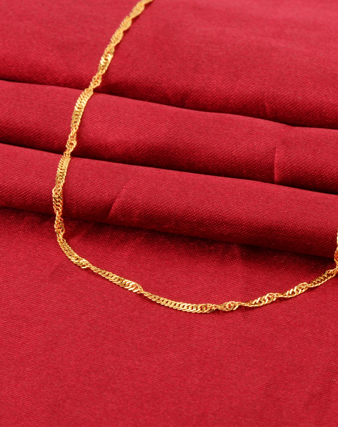 千足金黄金项链水波纹水波链经典百搭配链(3.28克)