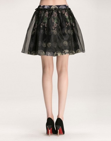 years of water金币花拼接纱短款裙子033102q1j4_唯品会