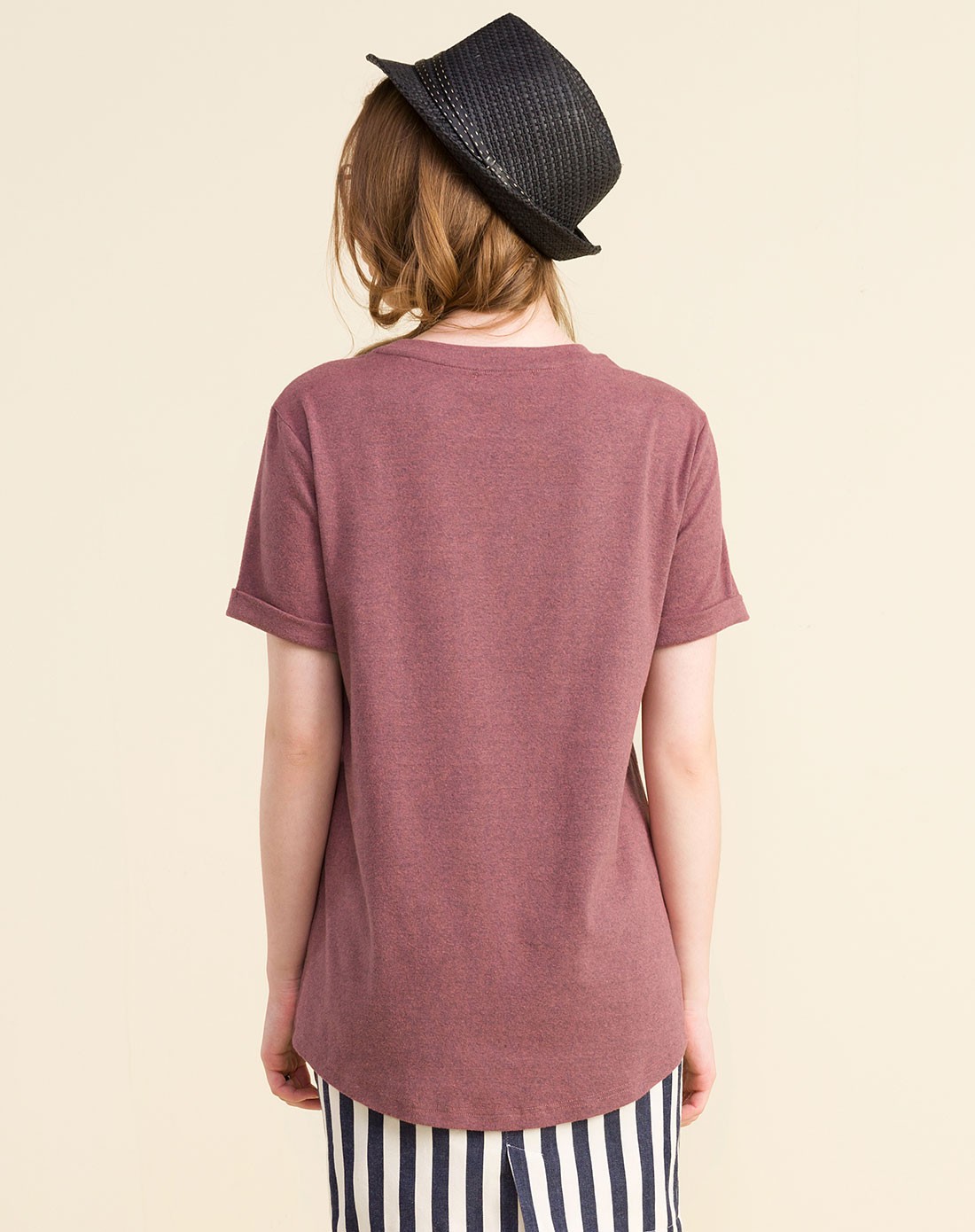 烟灰紫简约数字印花短袖圆领t恤