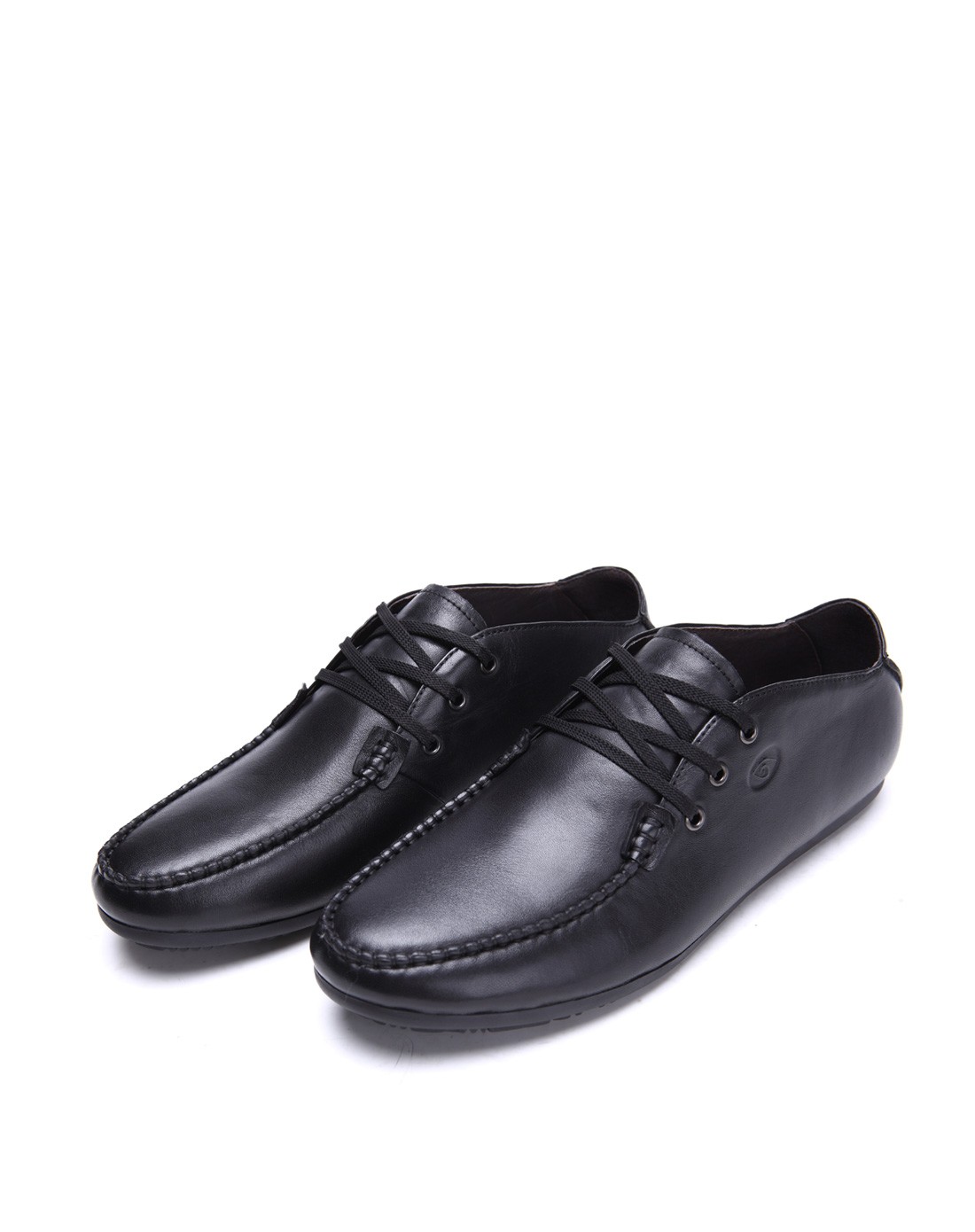 男士黑色意大利手工真皮时尚休闲皮鞋