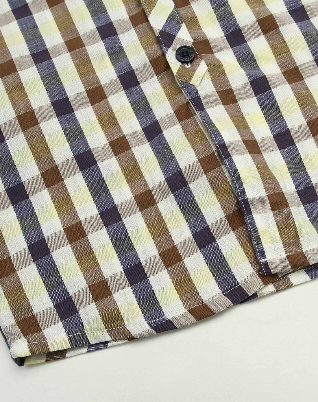 男童黄格子衬衫