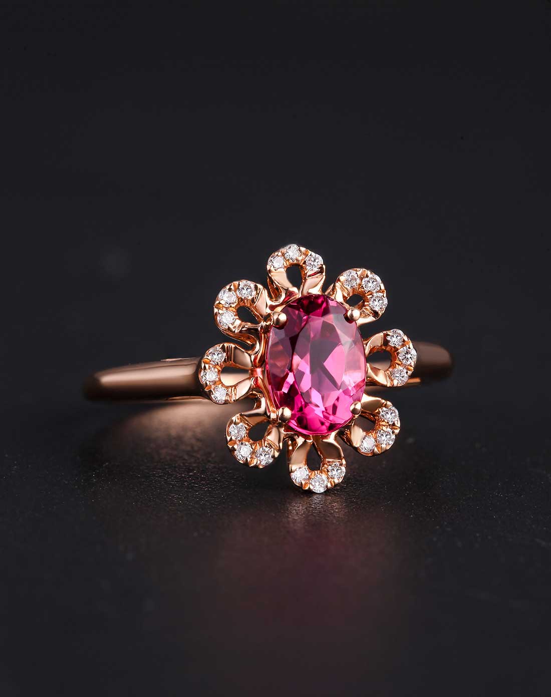 18k玫瑰金红碧玺钻石群镶女戒-vip专供