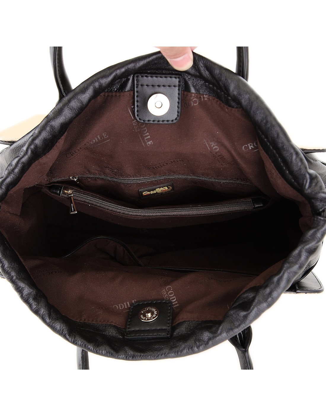 鳄鱼恤crocodile男女包女款杏色时尚优雅牛皮手提包12414017-10_唯品