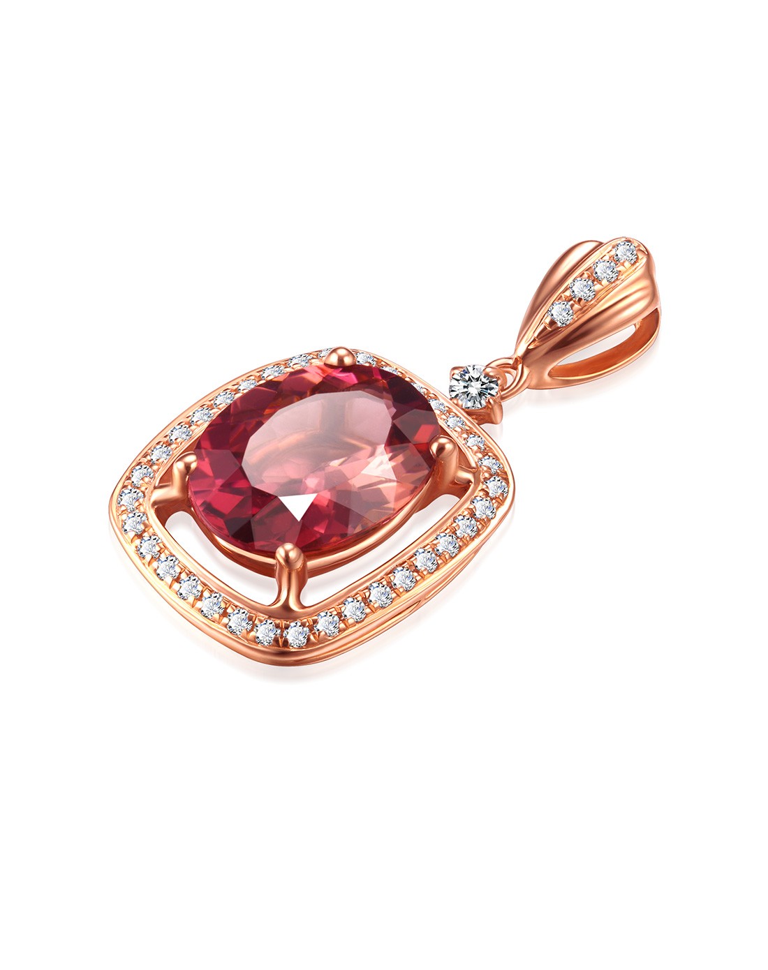 18k红碧玺彩宝吊坠