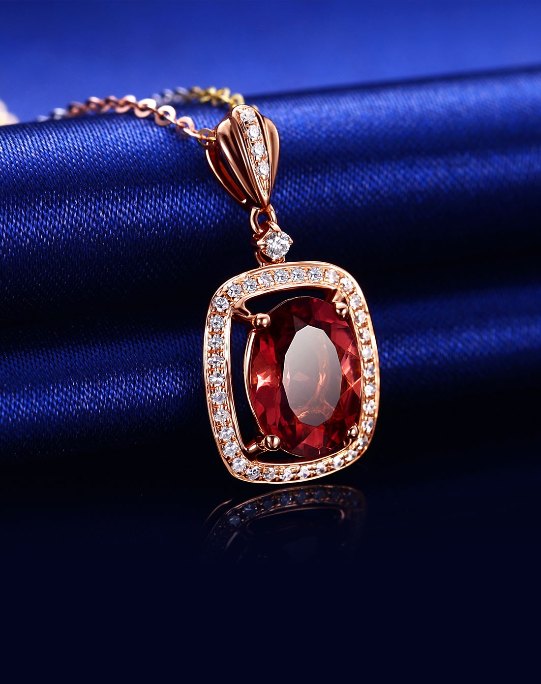 18k红碧玺彩宝吊坠