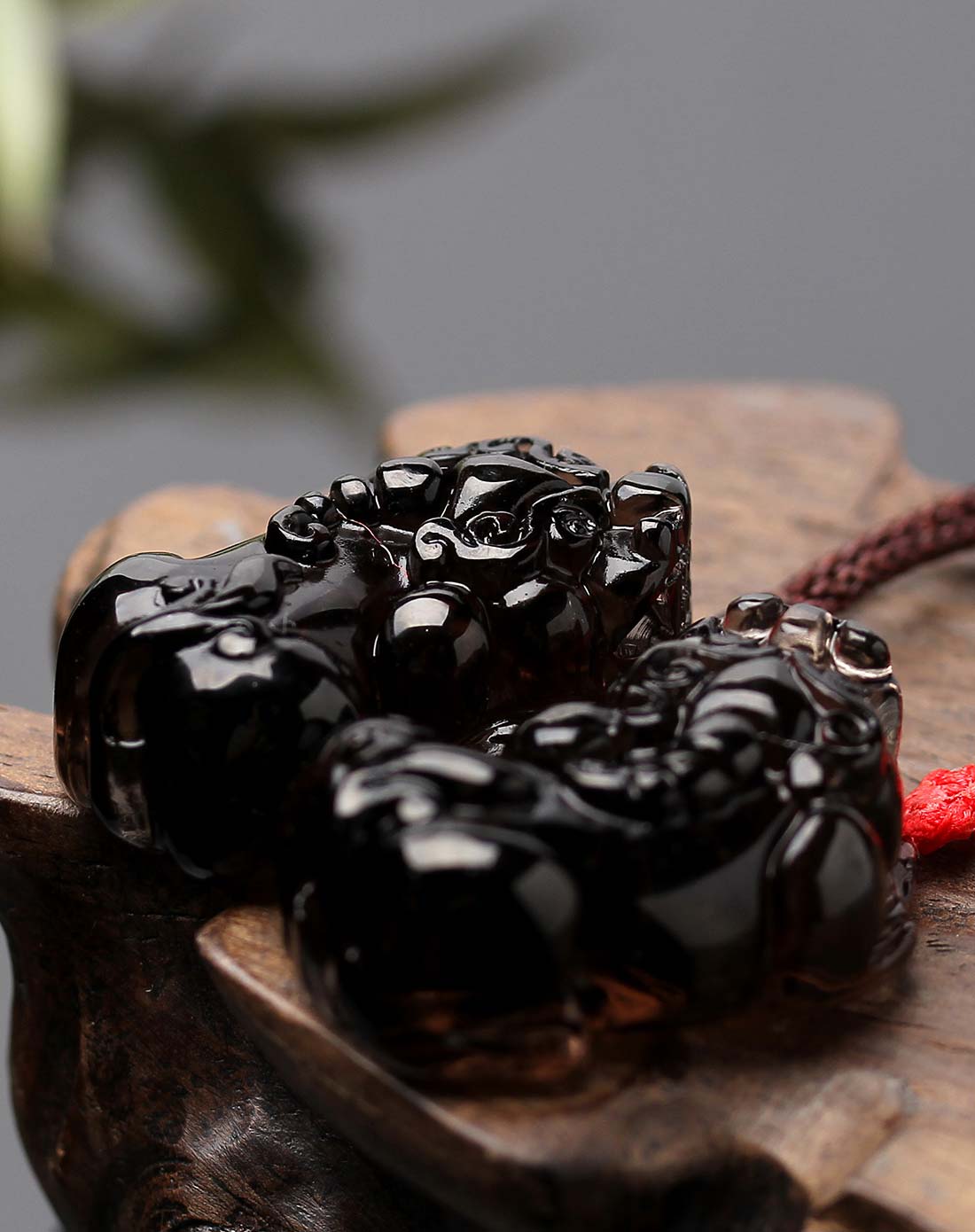 中性黑曜石貔貅吊坠情侣对附证书