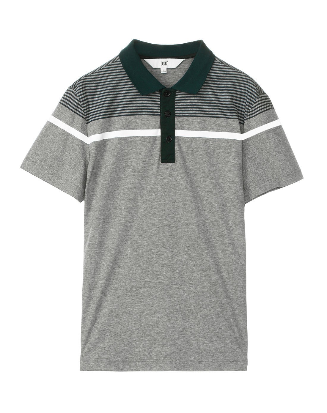灰色撞色条纹polo衫