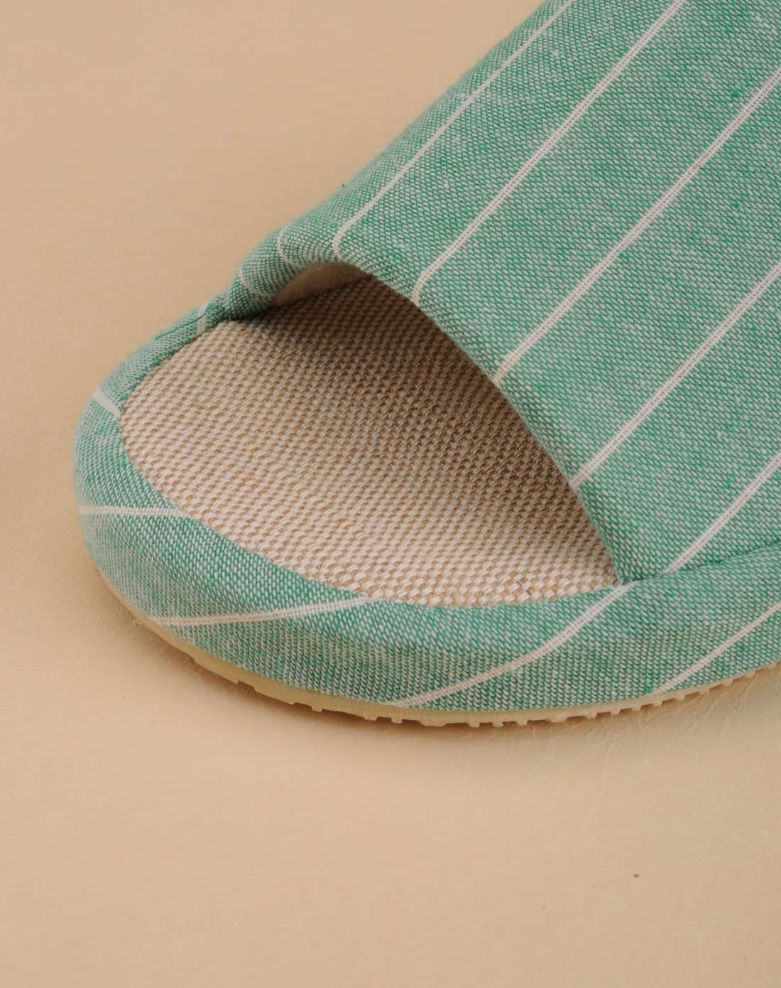 超防滑条纹棉麻底盆底鞋 女士-翠绿色