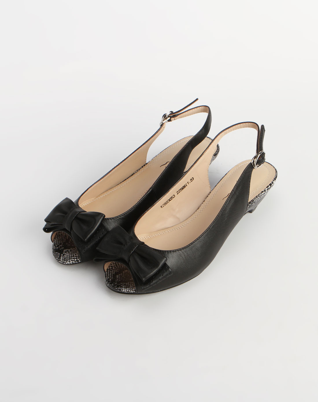 沙驰satchi女鞋专场-女款黑色牛皮跟凉鞋