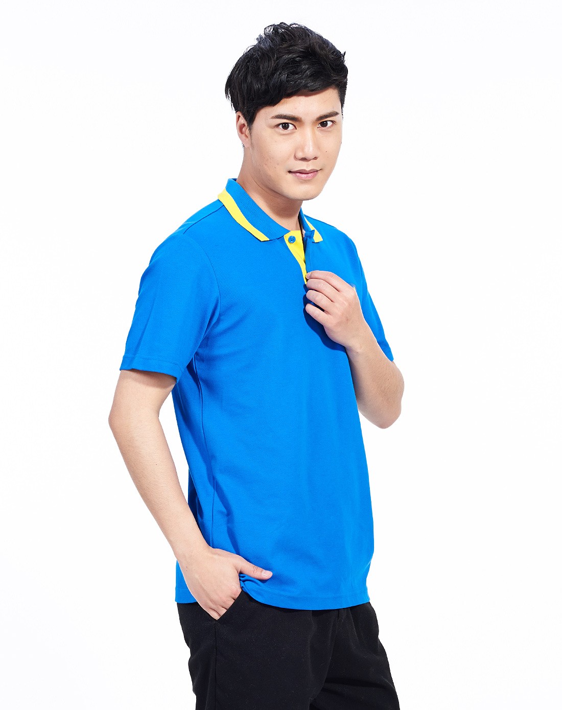 时尚休闲 男款蓝色短袖polo衫