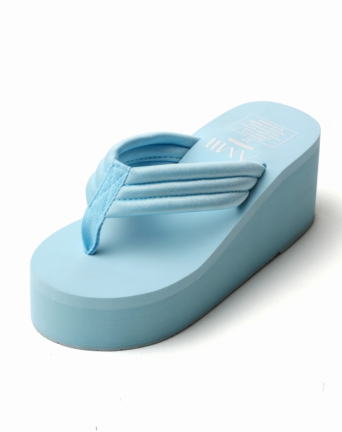 天蓝(纯色)泡沫底厚底人字拖鞋