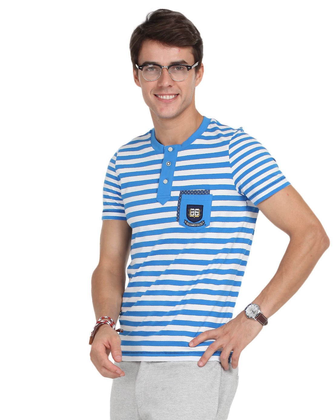 中蓝耶鲁授权款经典条纹海魂衫短袖t恤