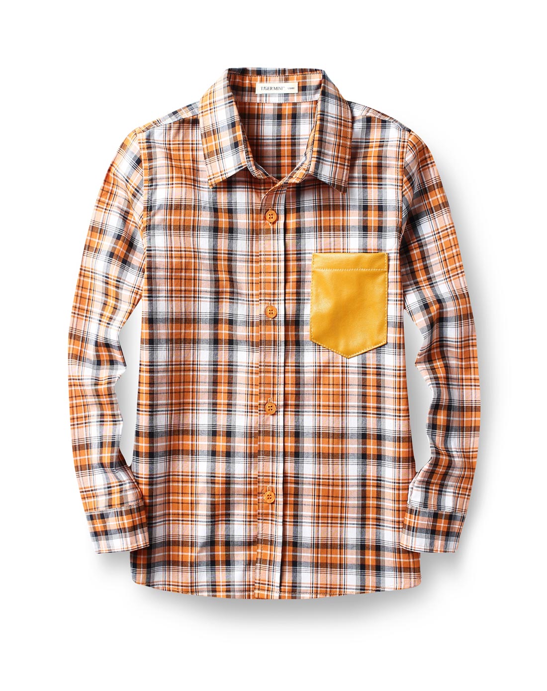 小虎宝儿tiger mini男童专场男童橘色格子衬衫ts0081a_唯品会