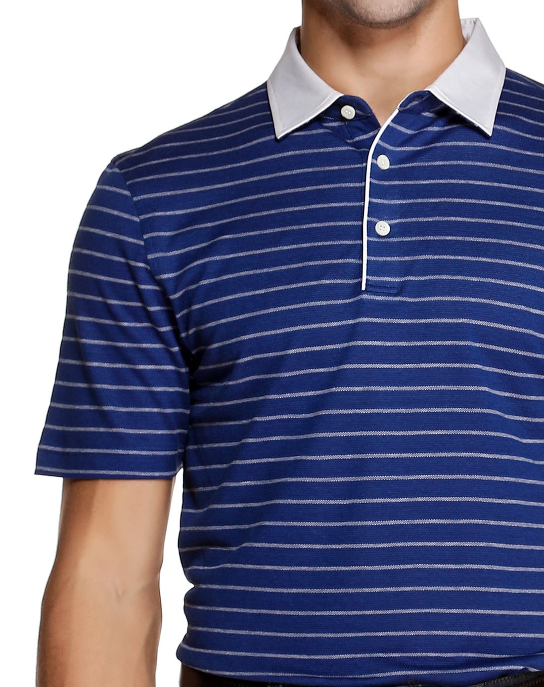 蓝/白色帅气时尚条纹短袖t恤