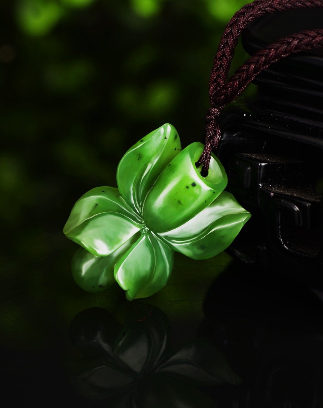 玉多赢yuduoying珠宝专场天然和田碧玉花朵吊坠(国家权威证书)gydy-14