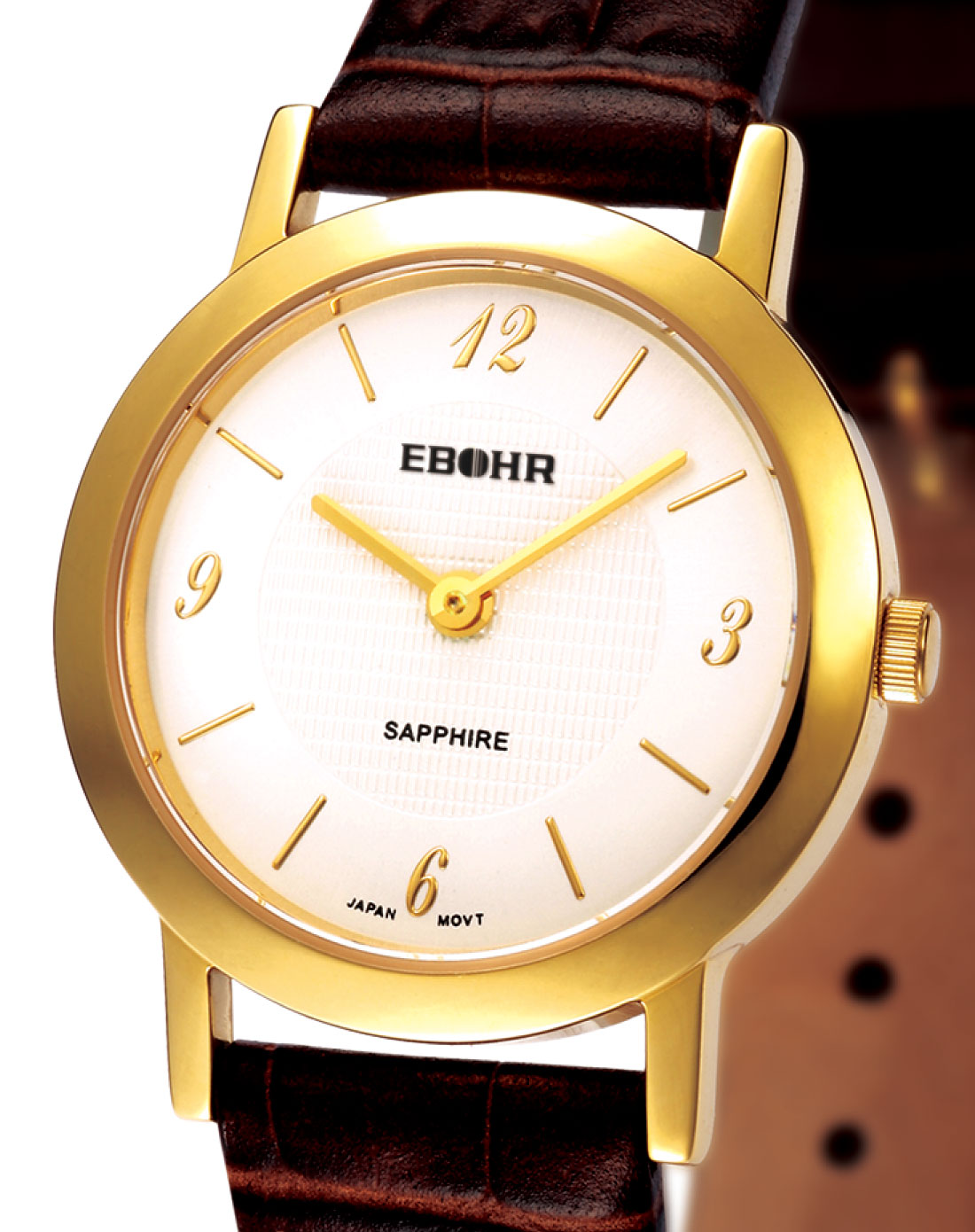 女款白面精品天翼时尚系列圆形金色石英表