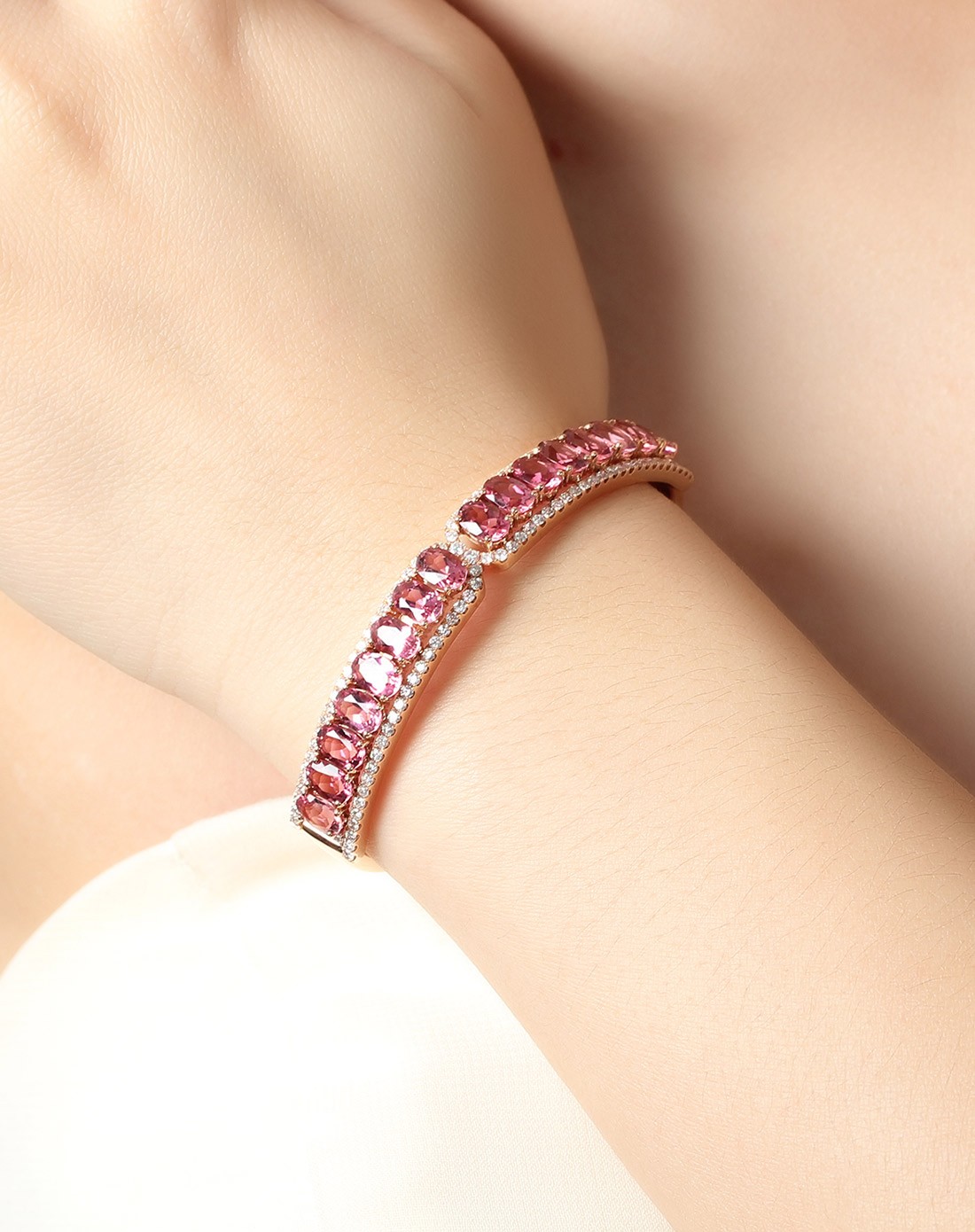 黛慕妮demone珠宝专场7.15ct红碧玺18k金手镯dg0028_唯品会